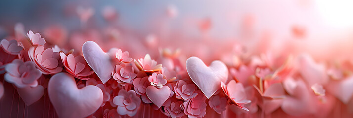  a valentine's day image with pink hearts and flowers.
