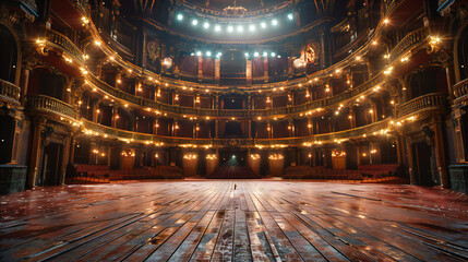 Opera House Interior, Classical Architecture and Theatrical Ambiance, Cultural Landmark, Elegant Design and Decor