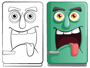Two cartoon smartphones showing different expressions.