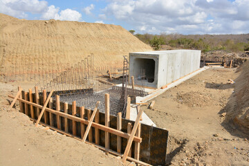 construction site in the desert, culvert installation