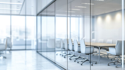 Modern office space blurred for a professional background.