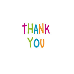 Thank you. colorful text, lettering, on white background Card banner design. Vector	