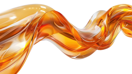Orange wave curved on transparent background