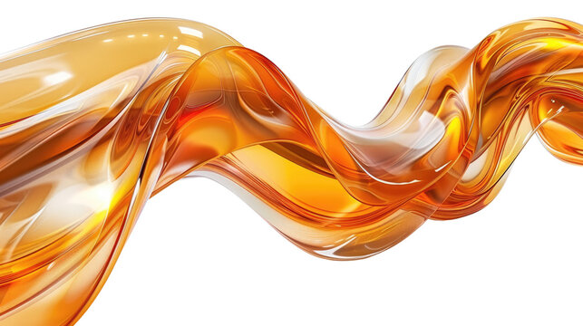 Orange wave curved on transparent background