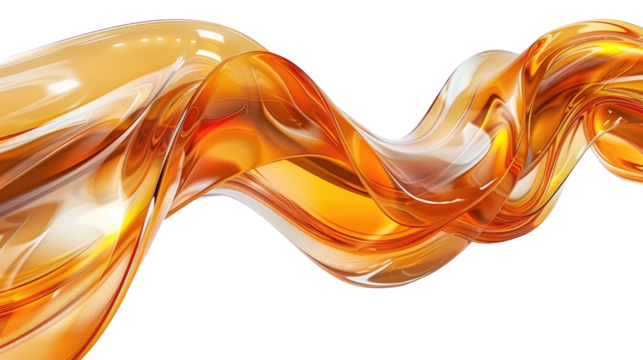Orange wave curved on transparent background