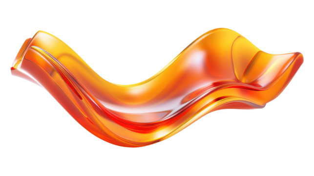Orange wave curved on transparent background