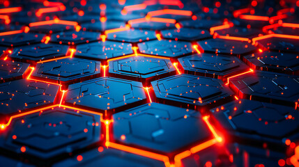 Networked Digital Technology Background, Abstract Computerized Design, Futuristic Blue Connectivity, Modern Sci-Fi Concept