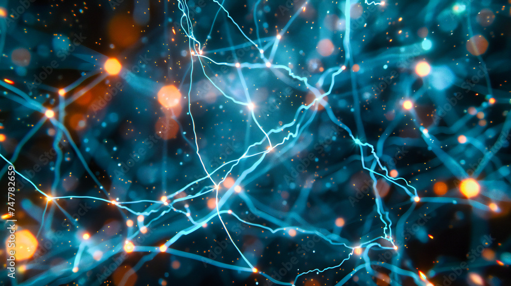 Poster network and connection science concept, abstract illustration of biological structures, futuristic d
