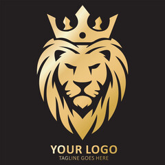 Golden lion vector logo design