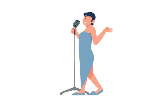 Singer Is Performing At A Wedding  | Friendship Party Illustration