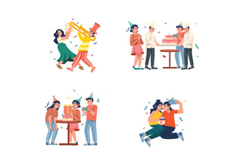Mini Collection Of Birthday Party Illustration