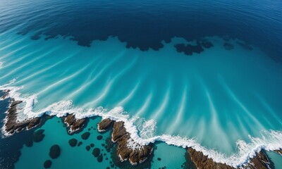 Fototapeta na wymiar Aerial View of Turquoise Ocean Waves
