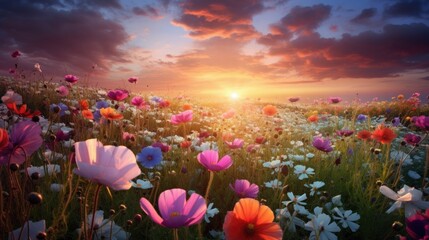 Beautiful flowers field