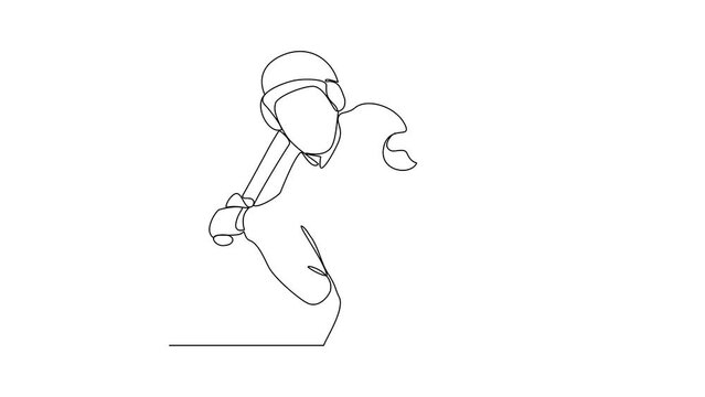 Animated self drawing of Baseball player video illustration. baseball player throwing, catching,  hitting and running to base, and sliding. Continuous line sports design video design illustration.