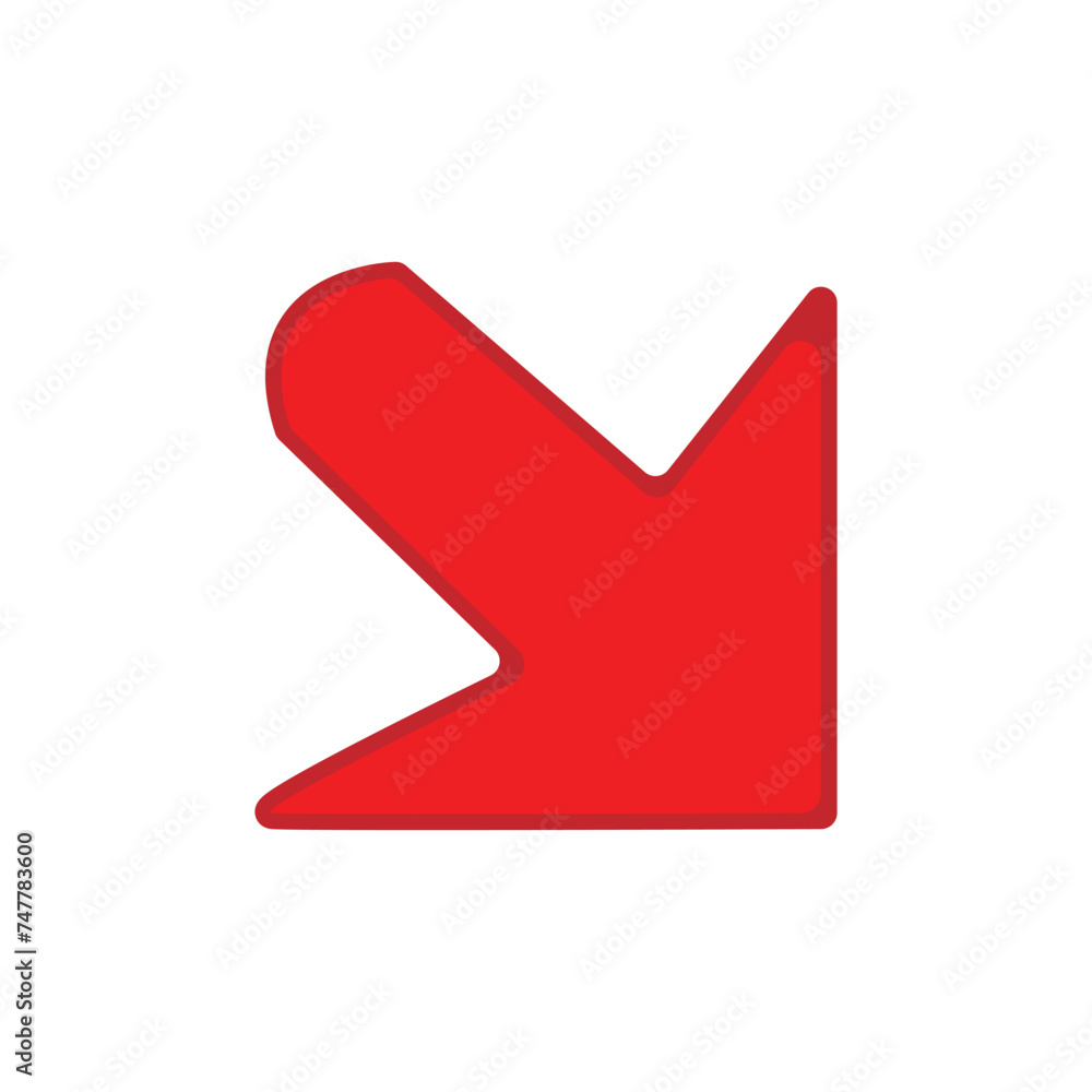 Poster red arrow pointing to the right down, clip art red arrow icon pointing for right down, arrow symbol 