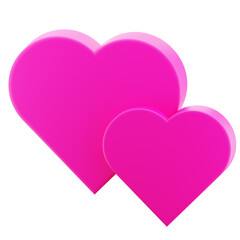 3D Rendering Two Heart Icon Object