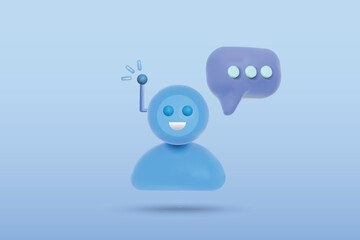 3d robot and message icon vector illustration design. Chatbot artificial intelligence concept on blue background.