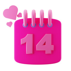 3D Rendering Valentine Calender Icon Object