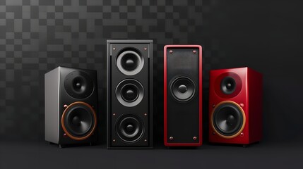 Obraz premium Multimedia Speaker Set on Transparent Background