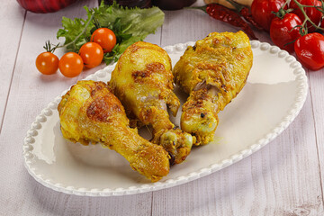 Roasted Chicken leg drumsticks with curry sauce
