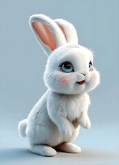 a cute white rabbit with a red bow