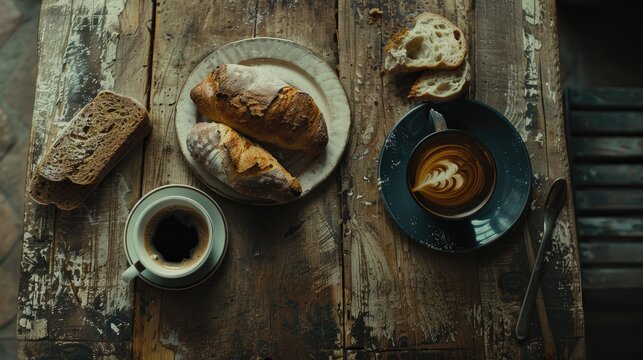 Bread and coffee. Generative AI