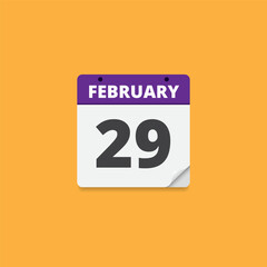 29 February Calendar Date Vector Leap Year Day