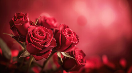 Romantic red roses on bokeh background.