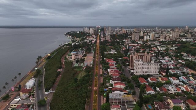 aerial of Maputo at dusk