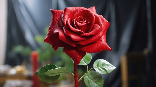 Beautiful red rose in studio