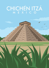 Chichén Itzá temple mexico daylight - obrazy, fototapety, plakaty