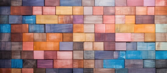 A closeup view of a wall composed of different colored blocks, creating a vibrant and unique texture. Each block varies in color, adding interest and depth to the overall surface.