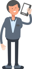 Male Character Talking on Smartphone
