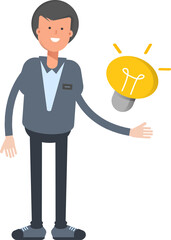 Male Character and Light Bulb
