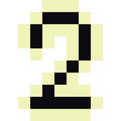Pixel art monochrome number 2 icon