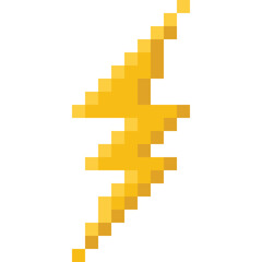 Fototapeta premium Pixel art yellow thunder icon 3