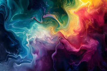 Obraz premium Cosmic Dance of Vivid Hues in Abstract Fluid Art Ai generated 