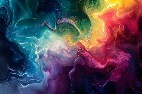 Cosmic Dance of Vivid Hues in Abstract Fluid Art Ai generated
