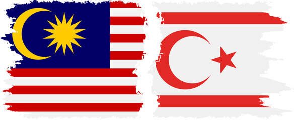 Turkish Republic of Northern Cyprus and Malaysia grunge flags conne