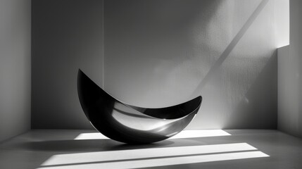 Abstract sculpture is defined by stark contrasts and soft light, creating a dialogue between form...