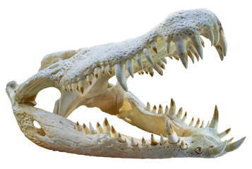Crocodile skull with sharp fangs isolated on white background, Crocodile or Alligator skull...