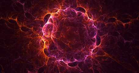 3D manual rendering abstract multicolor technology fractal light background. Its not AI Generatd illustration.