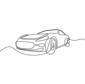 recommend clip art: Single continous line art of sport car