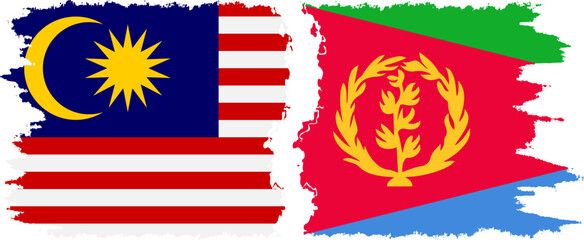 Eritrea and Malaysia grunge flags connection vector