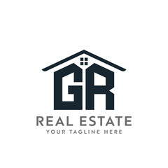 Initial letter GR real estate logo. roofing logo with letter GR. GR home logo