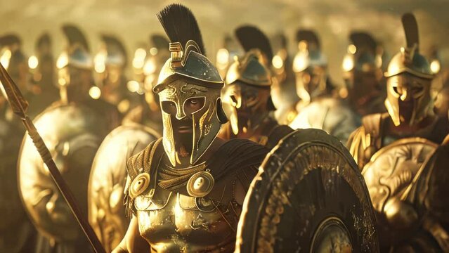 King Leonidas and his spartan hoplites army