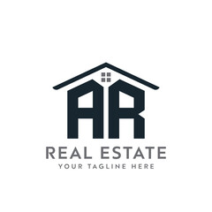 Initial letter AR real estate logo. roofing logo with letter AR. AR home logo