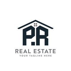 Initial letter PR real estate logo. roofing logo with letter PR. PR home logo