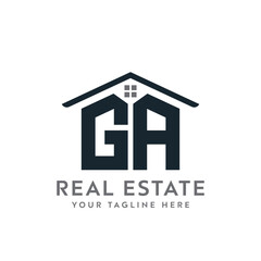Initial letter GA real estate logo. roofing logo with letter GA. GA home logo