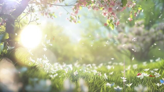 beautiful spring background concept. seamless looping overlay 4k virtual video animation background